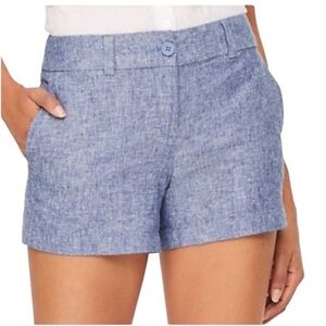 Loft Outlet Chambray Linen Cotton Blend Rivera 4" Shorts Size 10 Beachy Coastal